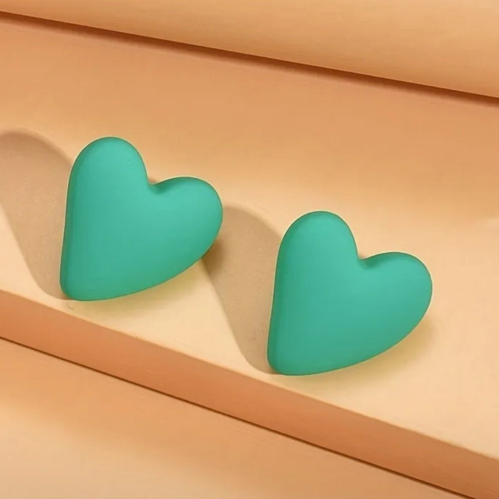 Heart Soft velvet textured Heart Shaped Stud Earrings. All colours in my shop